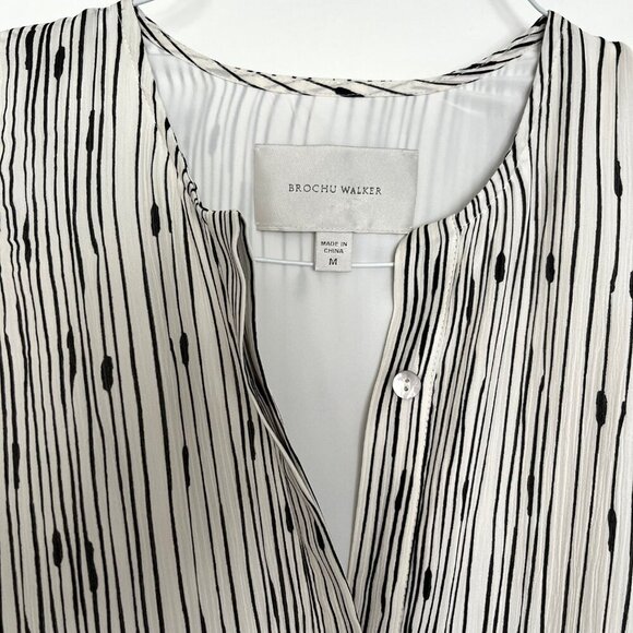 Designer Brochu Walker Silk Sleeveless Button Up Dress | Size M - Picture 2 of 10